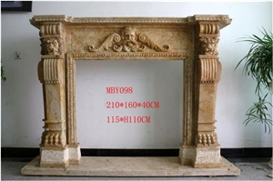 Beige Travertine Marble Fireplaces, Beige Marble Fireplace Mantel, Surrounds