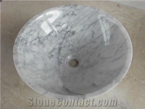 Cararra White Round Stone Sink