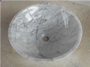 Cararra White Round Stone Sink