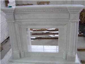 China White Carrara Marble Fireplace