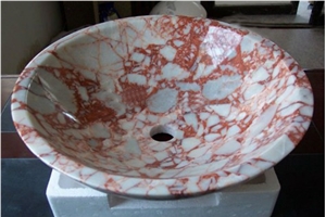 Chinese Marble Agate Red Wash Basin