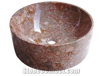 Chinese Marble Agate Red Wash Basin