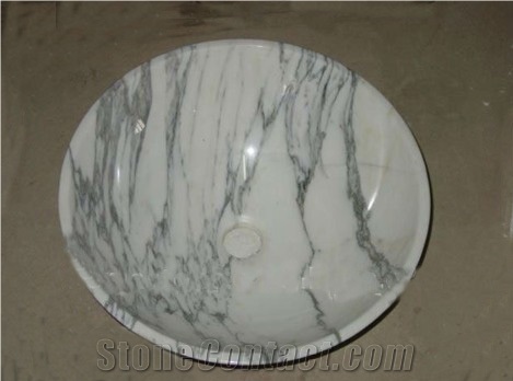 Round Arabescato Marble Wash Basin