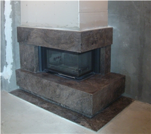 Tobacco Brown Granite Fireplace