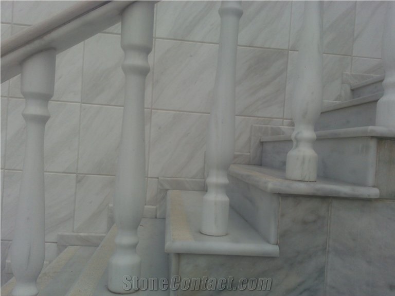 Kavala White Marble Columns/Balustrade