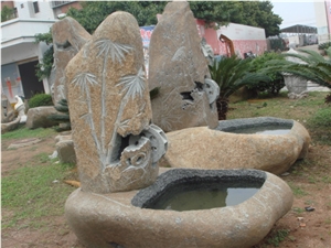 Granite Garden Water Pot, Grey Granite Fountain
