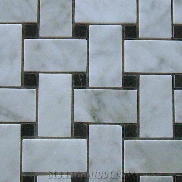 White Carrara Mosaic, Bianco Carrara White Marble Mosaic