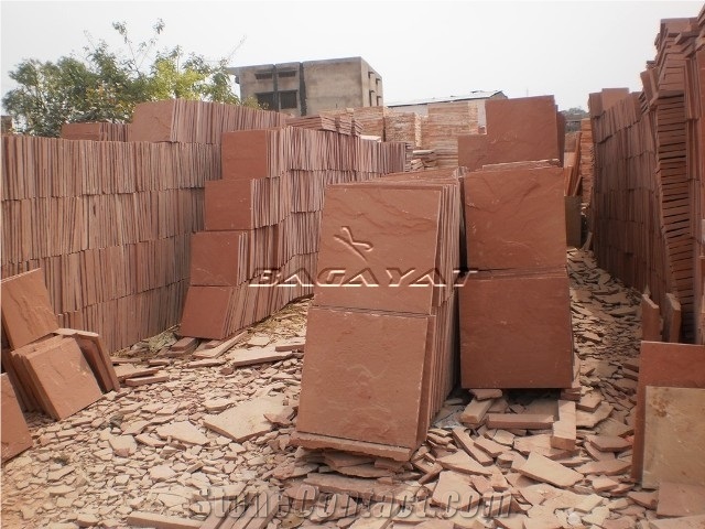 Agra Red Sandstone Paving Tiles, Indian Red Sandstone Tiles