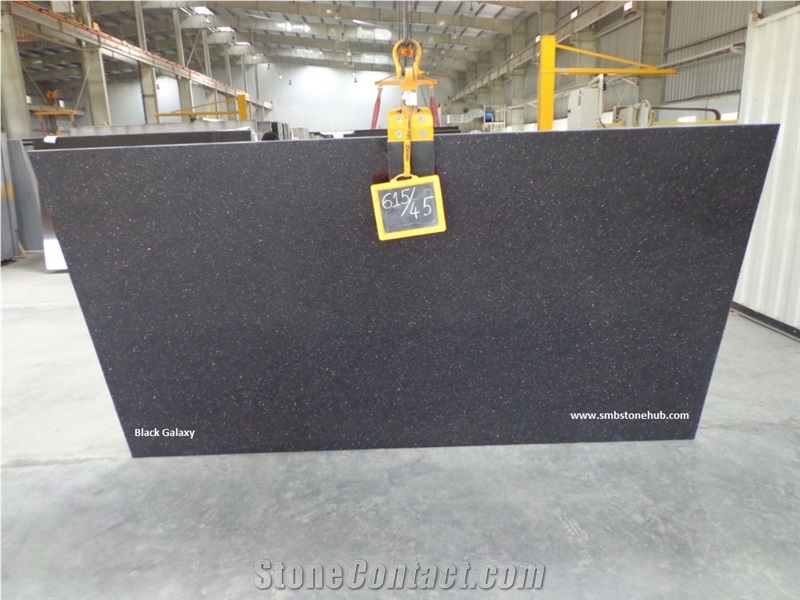 Black Galaxy Granite Slabs, India Black Granite