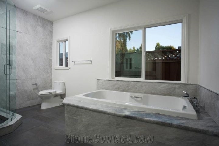 Bardiglio Imperiale Marble Bathroom Remodeling, Grey Marble Bath Design