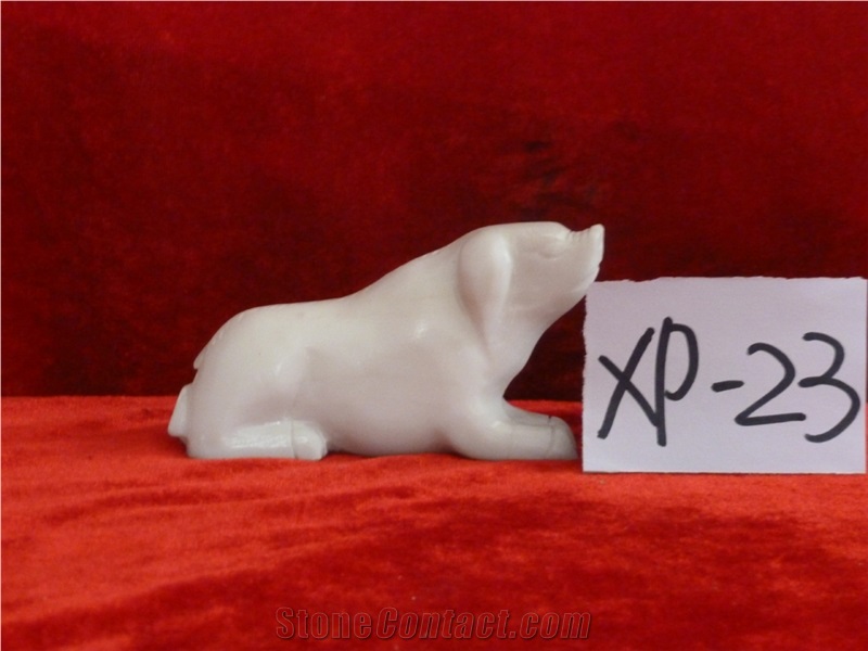 Animal Statue Figurines Carved, Beijing White Marble Artifacts, Handcrafts