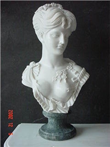 Beautiful Gril Marble Bust, White Marble Sculpture, Statue