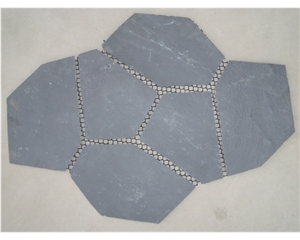 Black Meshed Flagstone Stone, Hebei Black Slate Flagstone