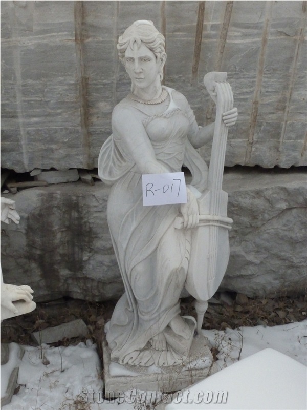 Classical Woman Marble Stone Sculpture, Fangshan White Marble Sculpture