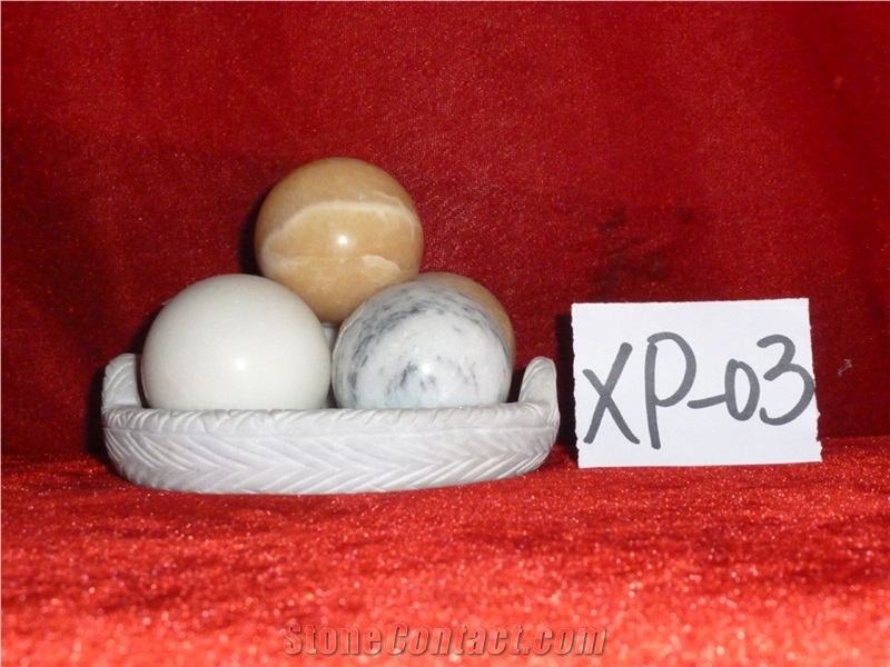 Decorative Stone Balls White Marble Artifacts Handcrafts From