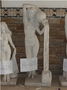 Decorative Stone Woman Bust, White Marble Sculpture, Statue