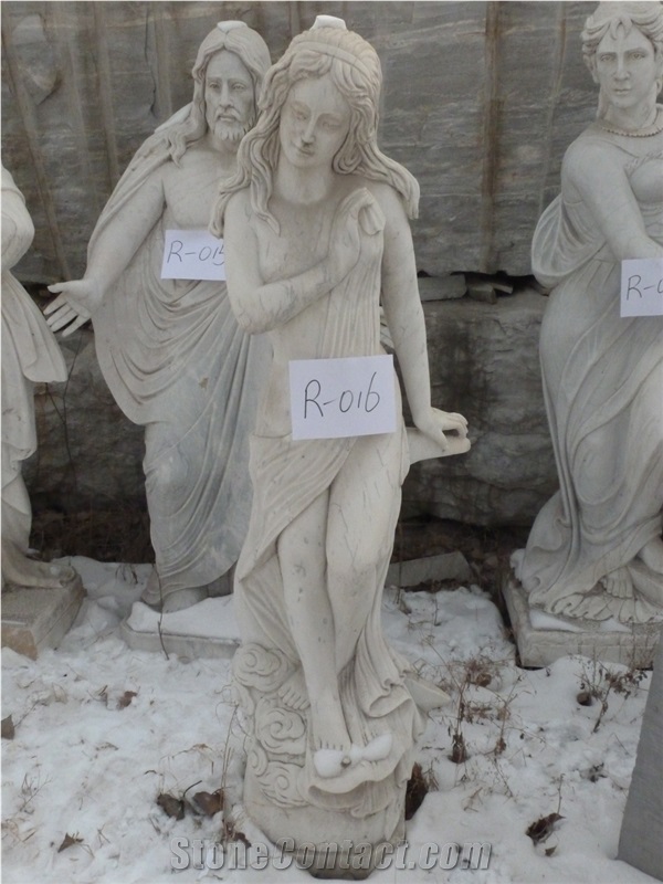 Gril Marble Stone Sculpture, Fangshan White Marble Sculpture