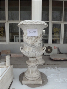 Hand Carved Marble Flowerpots