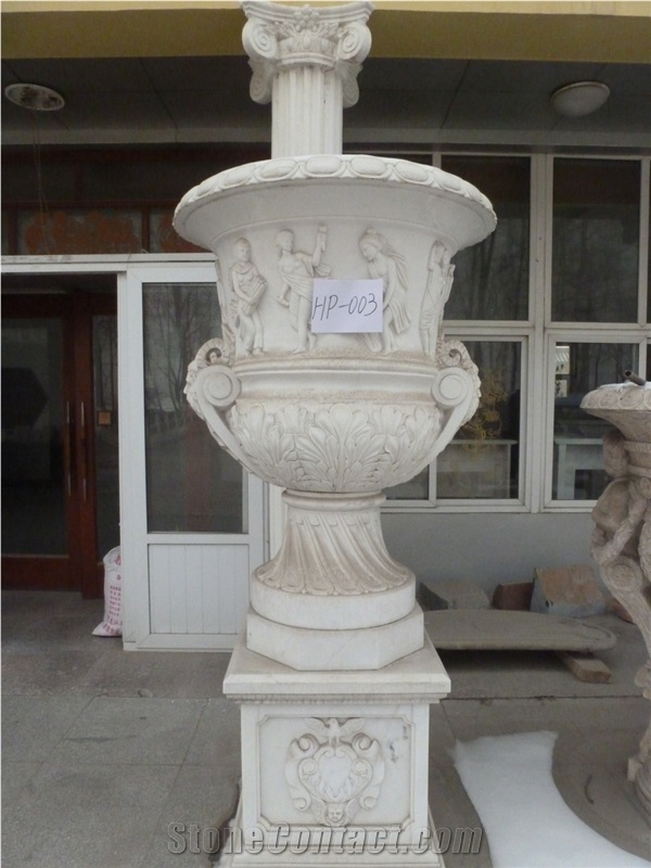 Hand Carved Marble Flowerpots