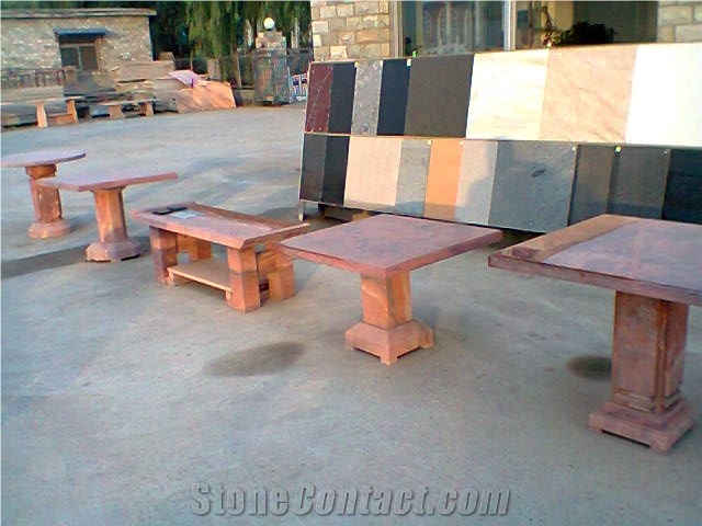 Indoors Granite Stone Table Tops, Zi Hong Yu Red Granite Tables