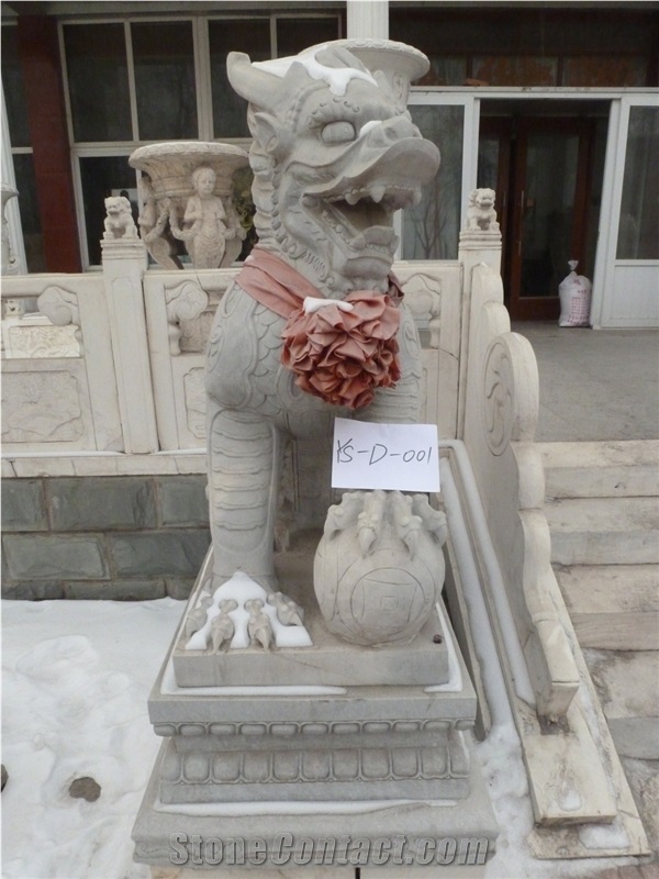 Kylin Stone Statue, Zhu Ye Qing Grey Marble Artifacts, Handcrafts