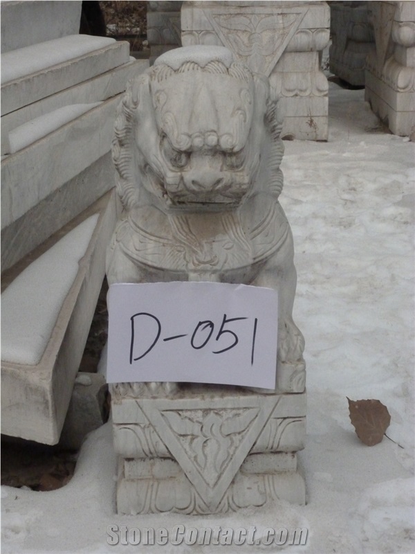 Marble Lion Stone Lion, Fangshan White Marble Sculpture, Statue