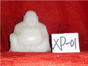 Mini Stone Buddha Sculpture, Beijing White Marble Artifacts, Handcrafts