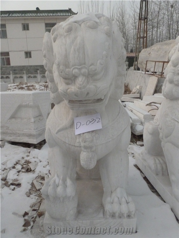 Ornamental Stone Lion, Beijing White Marble Sculpture, Statue
