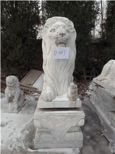 Outdoor Stone Lion, Fangshan White Marble Sculpture, Statue