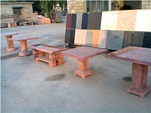 Red Stone Tea Tables, Zi Hong Yu Red Granite Tea Tables