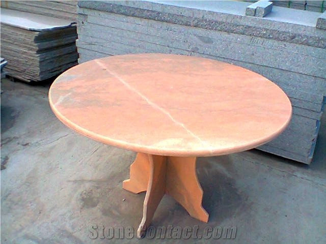 Round Marble Stone Table Top, Sunset Glow Red Alabaster Tables