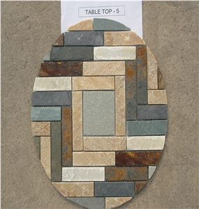Round Slate Mosaic Tabletop Patterns