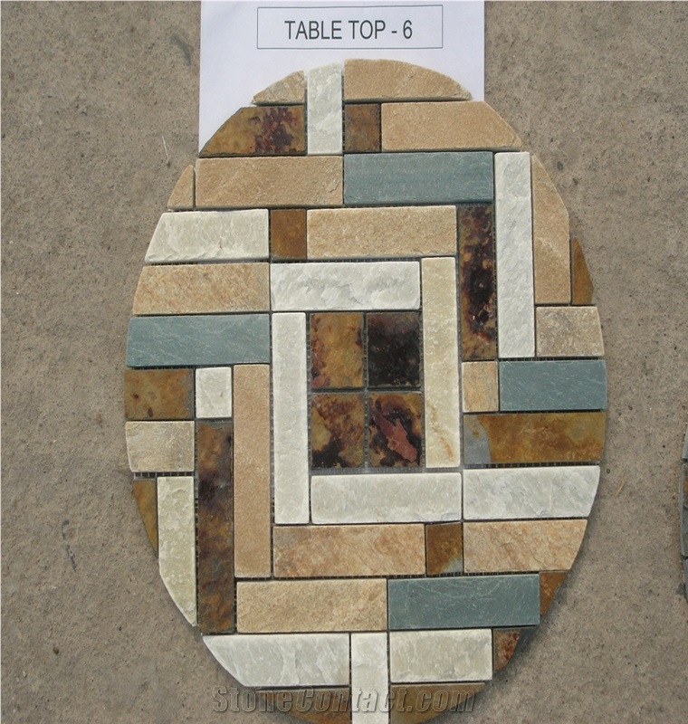 Round Slate Mosaic Tabletop Patterns from China