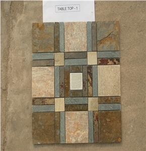 Slate Mosaic Mesh Tile, Hebei Multicolor Slate Mosaic