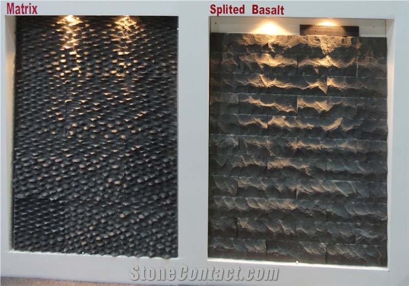 Splited Basalt Wall Cladding Tiles, Develi Black Basalt Wall Cladding