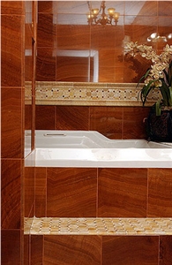 Timber Marble, Honey Onyx Hexagon Bathroom