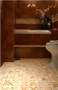 Timber Marble, Honey Onyx Hexagon Bathroom