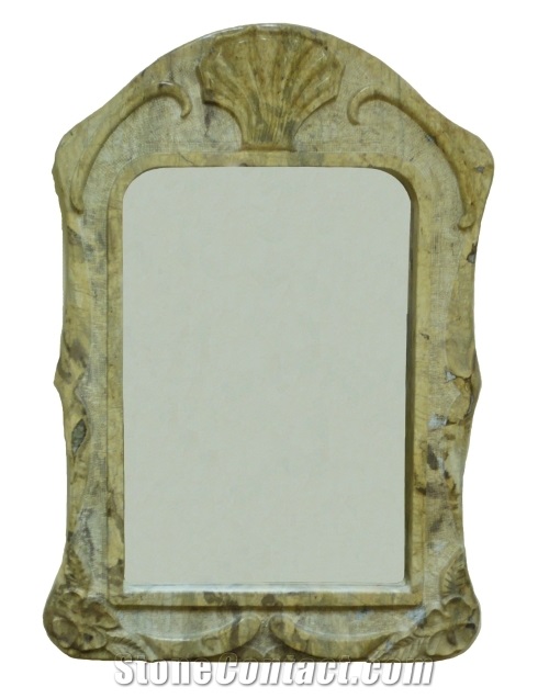 Marble Carved Mirror Frame, Slawniowice Zlote Yellow Marble Mirror Frame