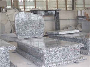 European Tombstone Monument and Gravestone TS02, Tong an White Grey Granite Gravestone
