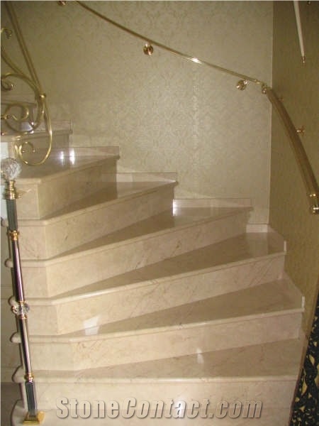 Staircase in Rosaila Marble, Rosalia Beige Marble Staircase