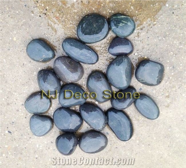 Black Unpolished Pebbles, Black Basalt Polished Pebbles