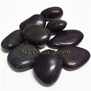 Perfect Black Polished Pebbles, Black Granite Polished Pebbles