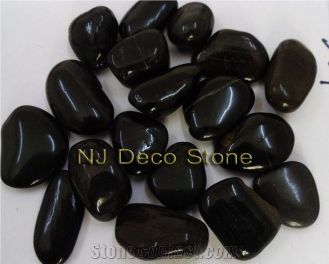 Polished Black Beach Pebbles, Black Granite Pebbles