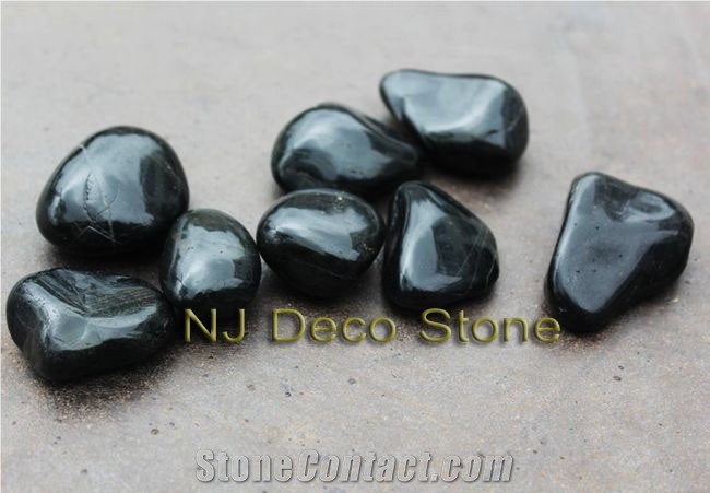 Polished Pebble Stone Black River Pebble, Black Marble Polished Pebble