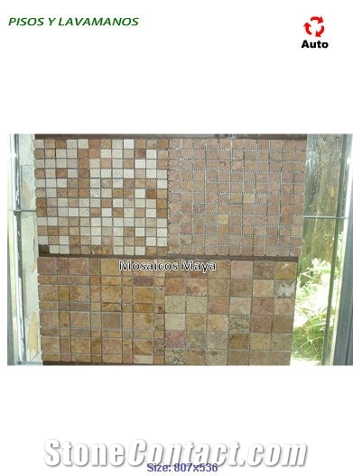 Uxmal, Maya Cream Mosaic, Maya Cream Red Limestone Mosaic