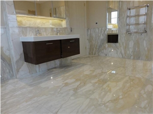 Calacatta Gold Bathroom Design, Wall, Floors, Calacatta Gold White Marble Bathroom Design