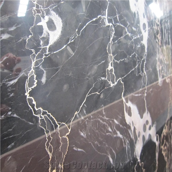 Italy Black Portoro Marble, Nero Portoro Black Marble Slabs & Tiles