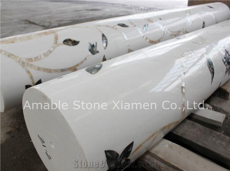 Mother Of Pearl Water Jet Marble Column