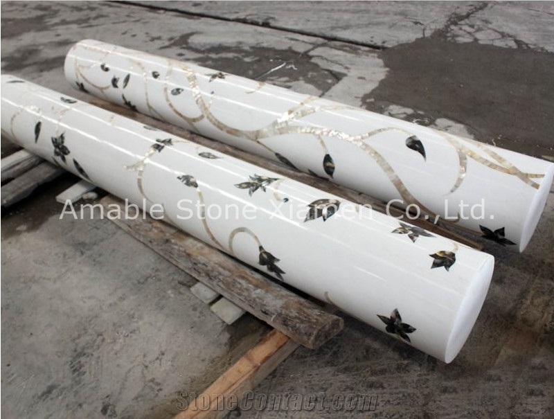 Mother Of Pearl Water Jet Marble Column