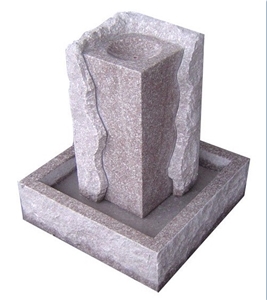 Pink Granite Artworks Water Feature/Fountians
